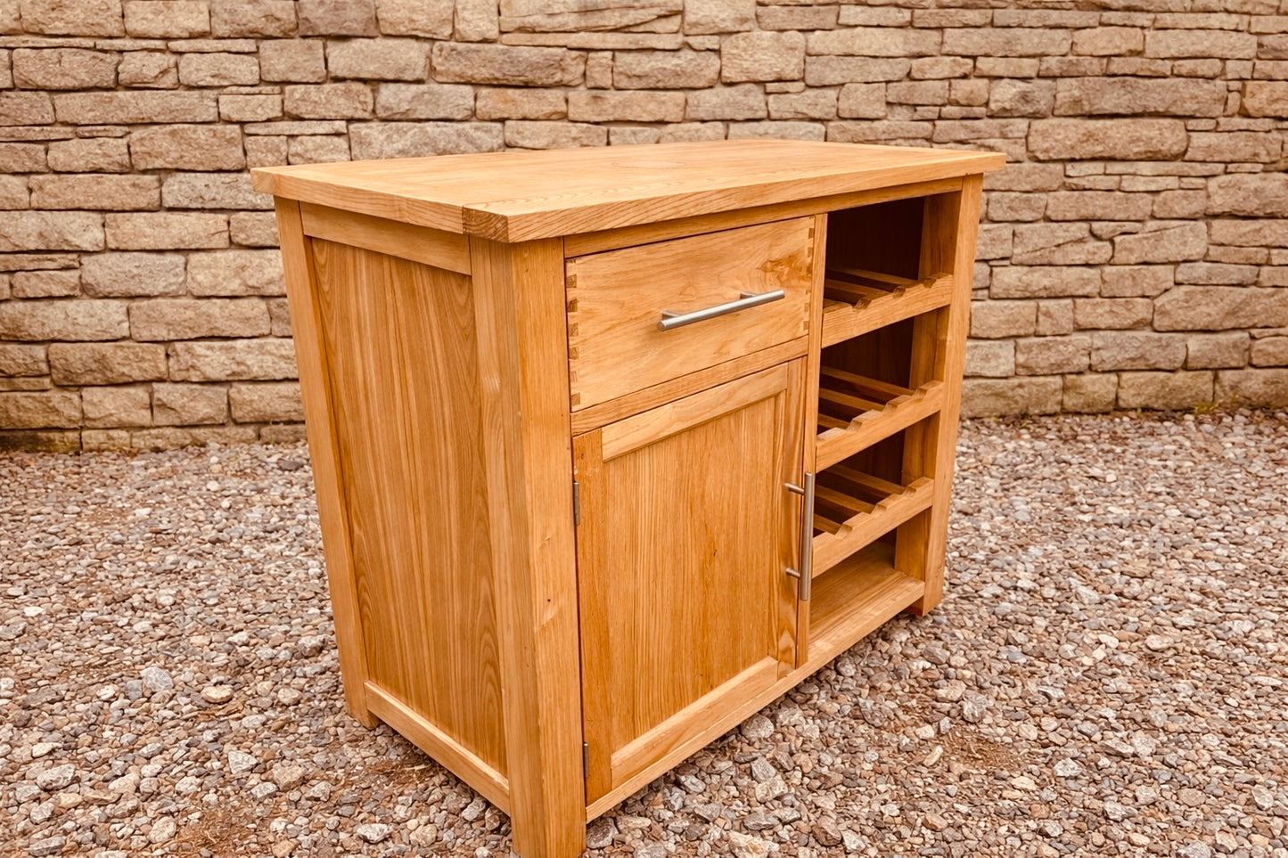 Solid Oak Wine Cabinet Sideboard with Storage
