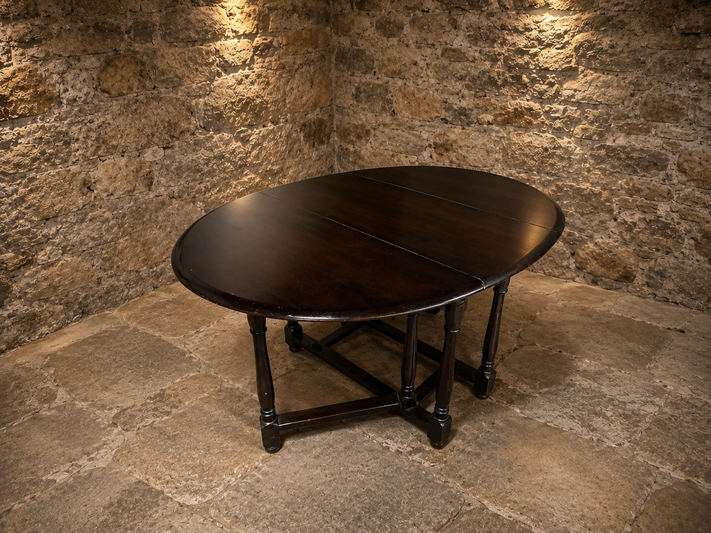 Vintage Mahogany Oval Drop Leaf Gateleg Dining Table | Georgian Style Folding Dining Table | c.1950–1975