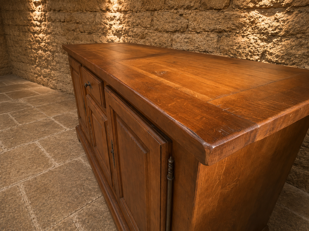 Vintage French Provincial Solid Wood Sideboard – Large Rustic Farmhouse Storage Cabinet