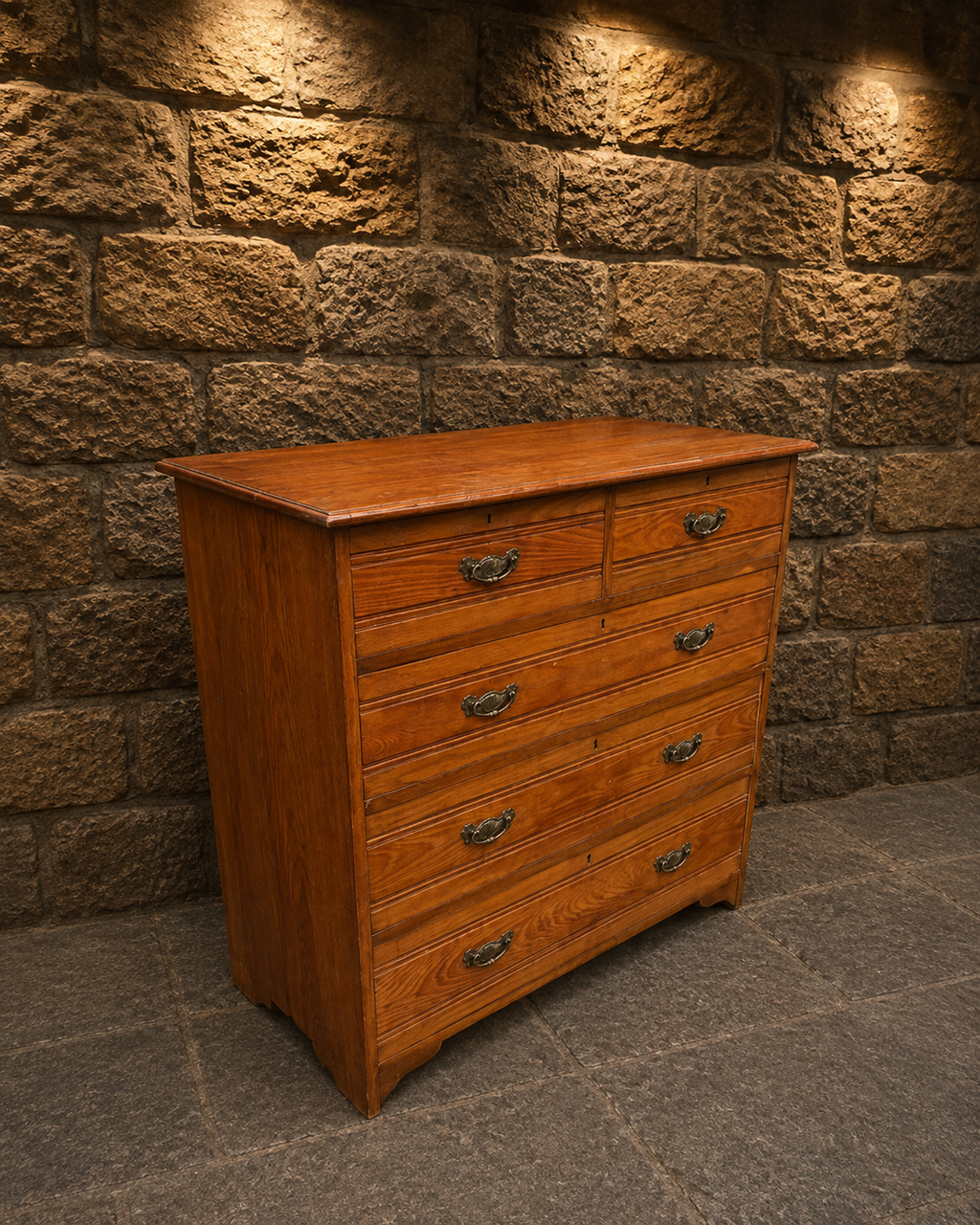 Antique Victorian Pine Chest of Drawers – Circa 1890 – Country House Five Drawer Chest