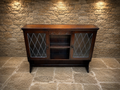 Jacobean Revival Oak Leaded Glass Sideboard | English Oak Drinks Cabinet | Country Farmhouse Display Cabinet