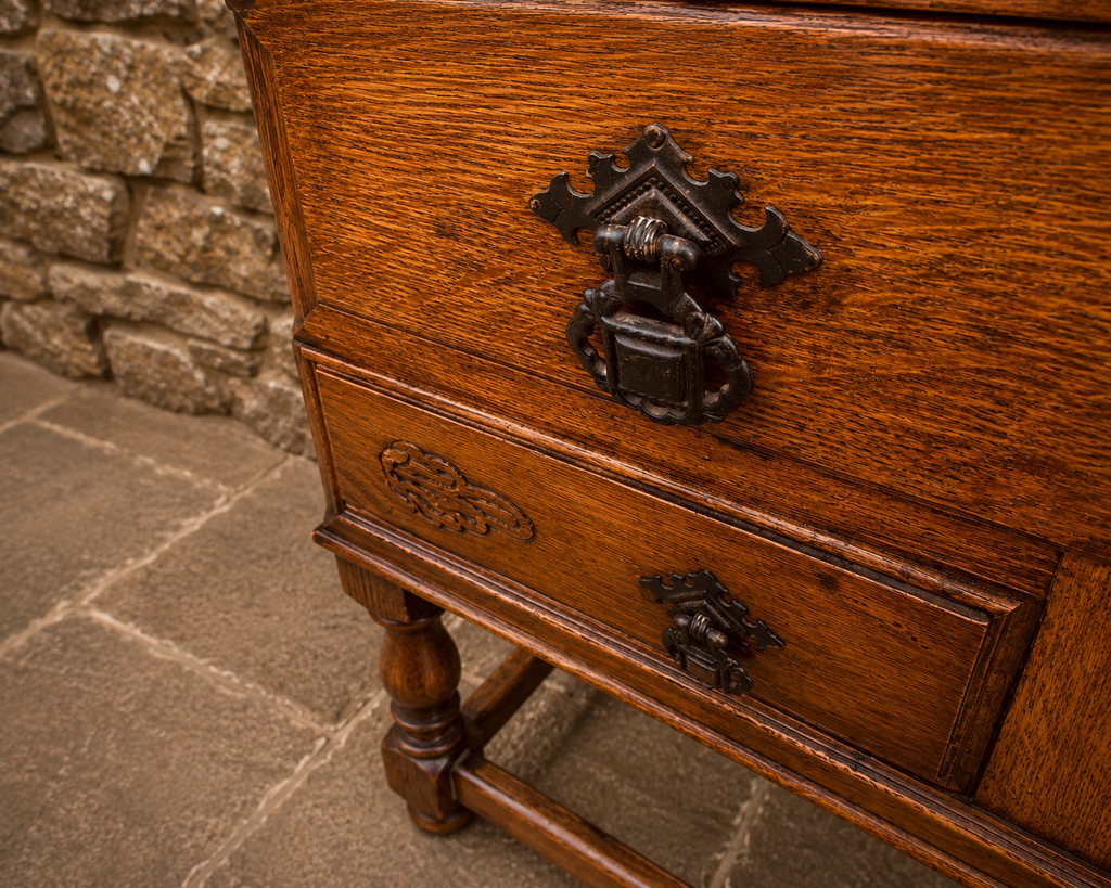 Antique Edwardian Oak Writing Bureau c.1900 – Decorative Fall Front Desk