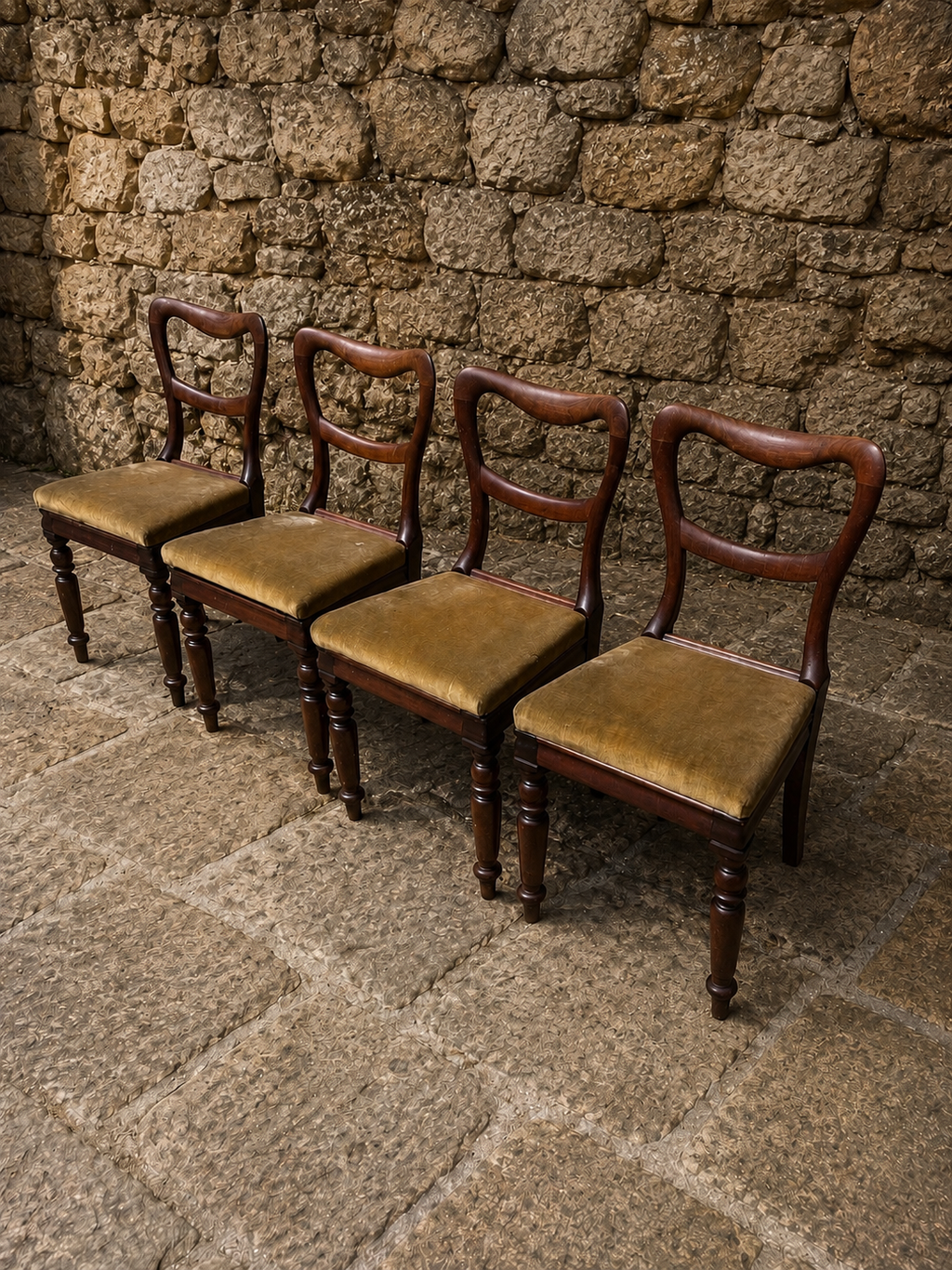 Set of 4 Regency Revival Mahogany Dining Chairs c1930s