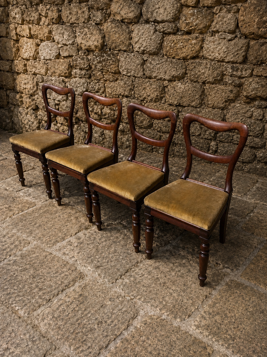 Set of 4 Regency Revival Mahogany Dining Chairs c1930s