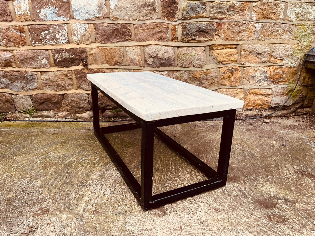 Industrial Wood & Metal Coffee Table – Handmade Modern Rustic Furniture