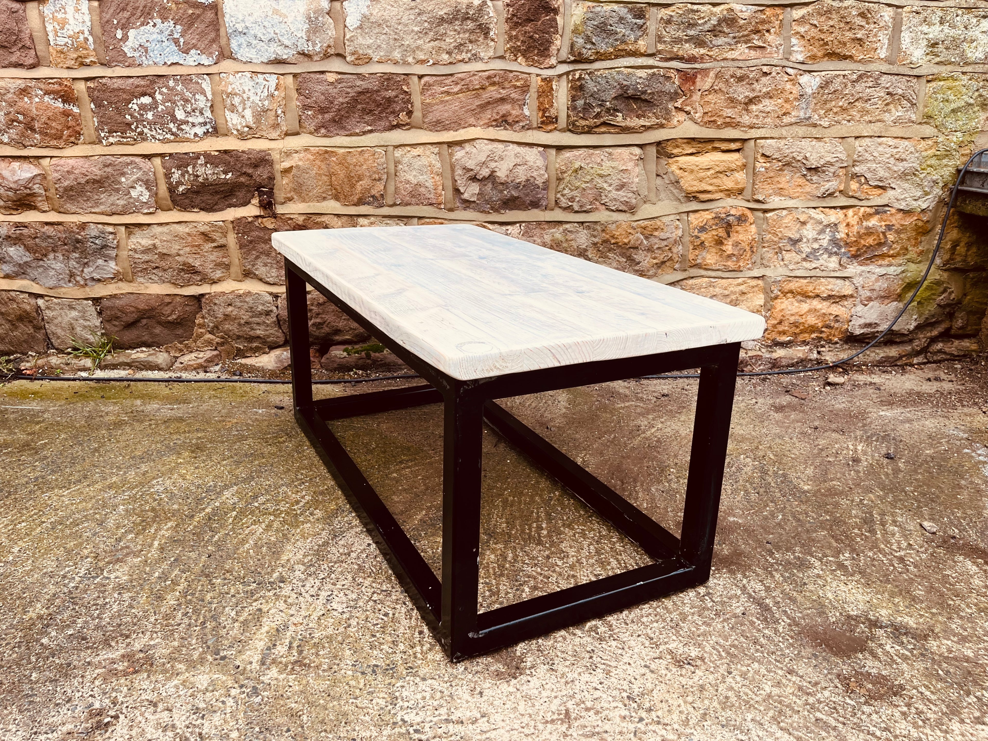 Industrial Wood & Metal Coffee Table – Handmade Modern Rustic Furniture
