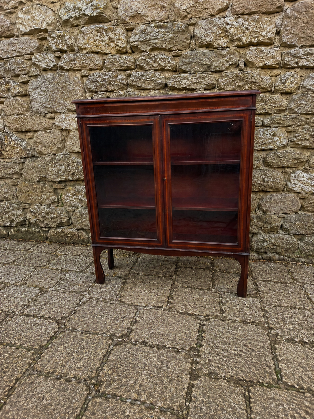 Edwardian Mahogany Inlaid Glazed Bookcase