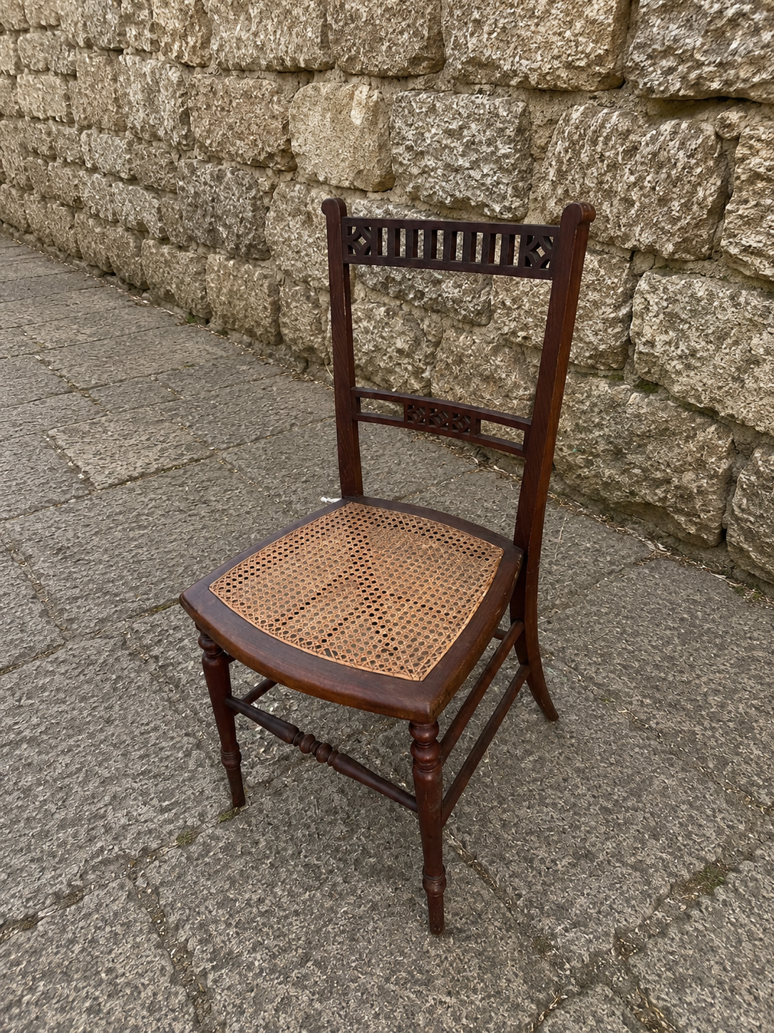 Edwardian Mahogany Cane Seat Occasional Chair