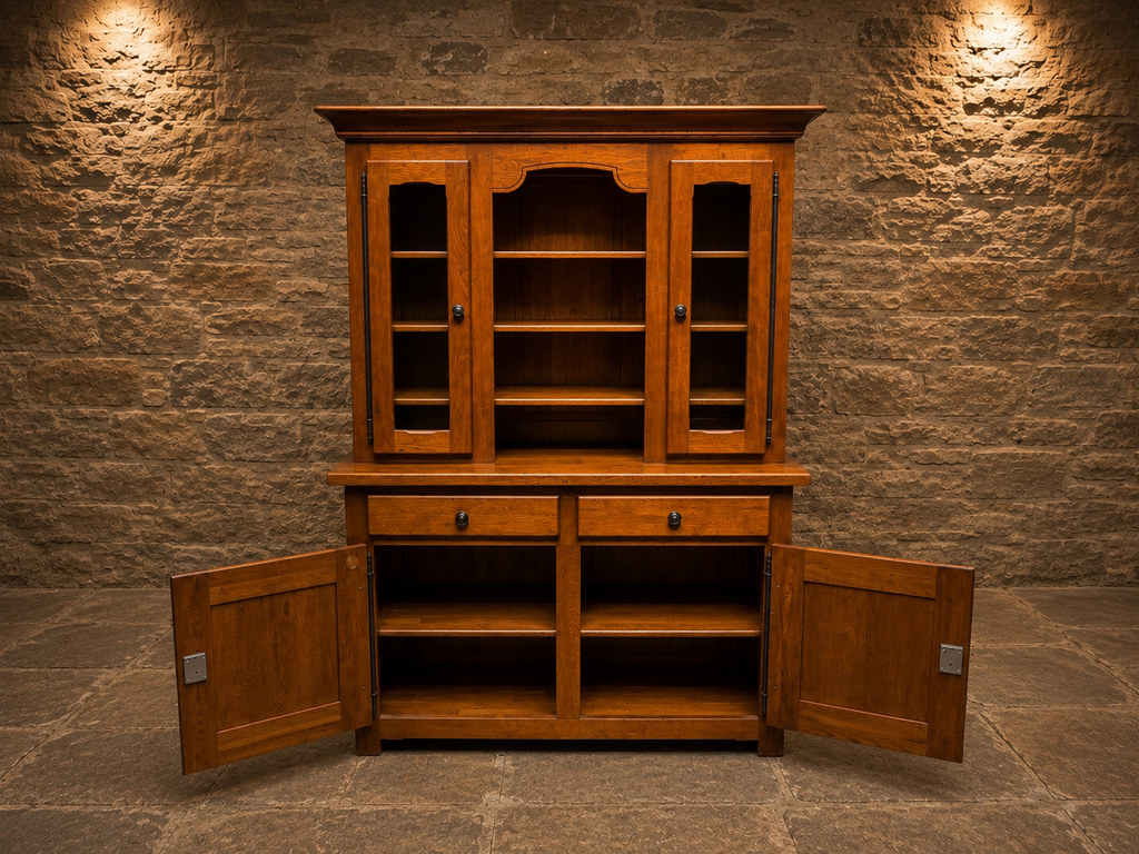 Solid Oak Farmhouse Dresser – Large Country Kitchen Display & Storage Cabinet