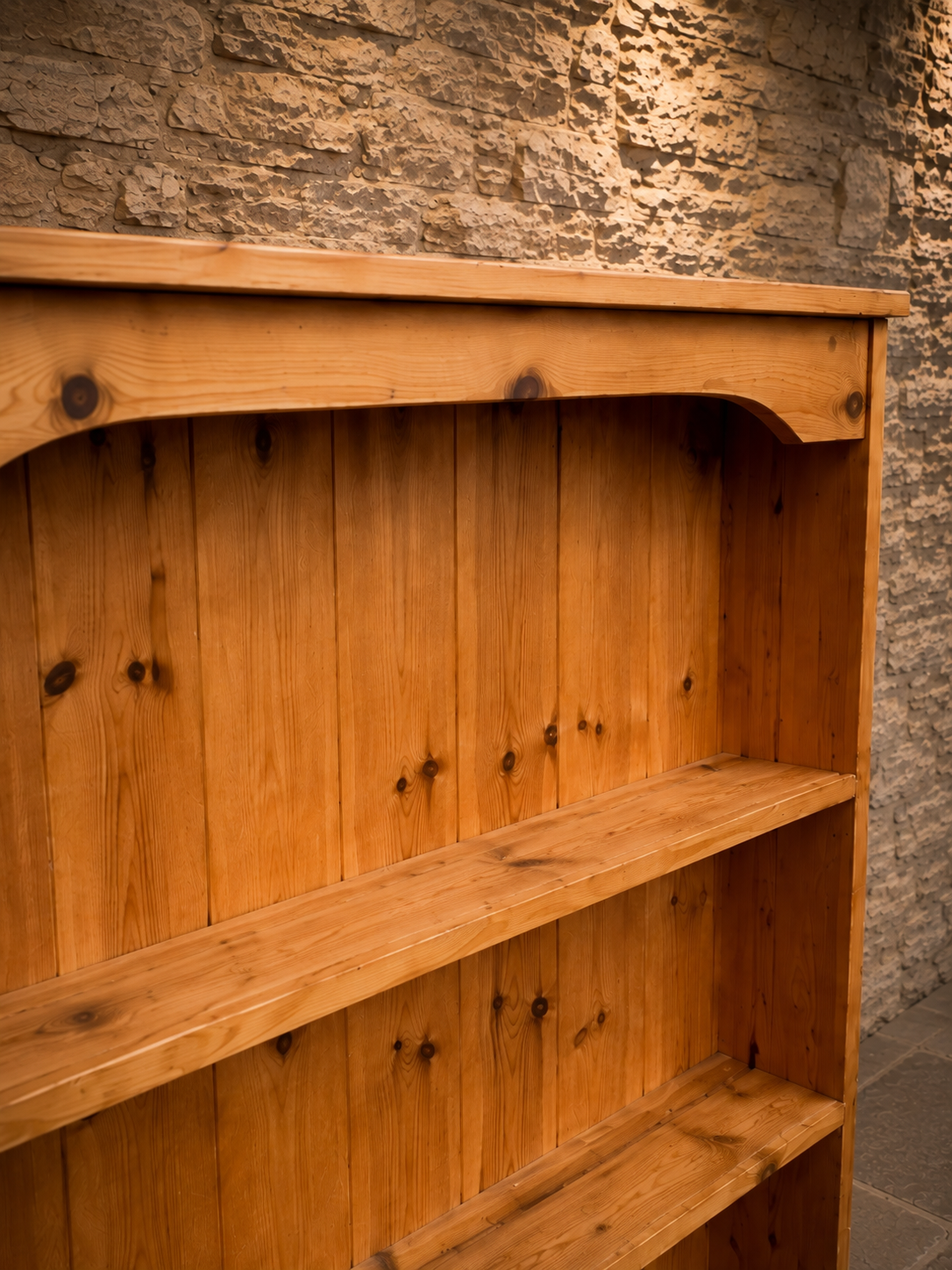 Victorian Pine Open Bookcase | Antique Country Farmhouse Shelving c.1880–1900