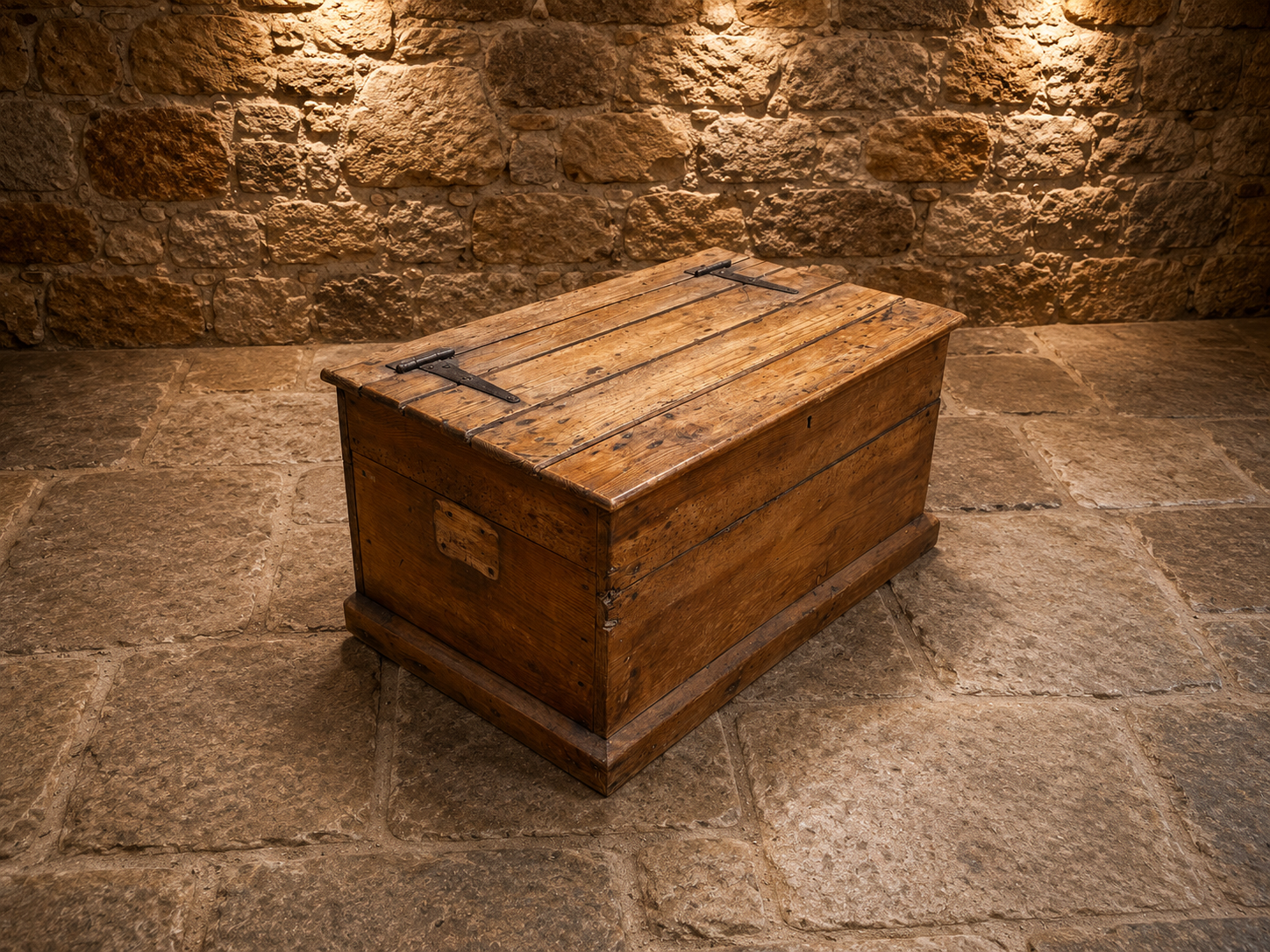 Antique Victorian Pine Blanket Chest | Solid Pine Blanket Box | Rustic Farmhouse Storage Chest | Country Cottage Coffer | Circa 1850–1880