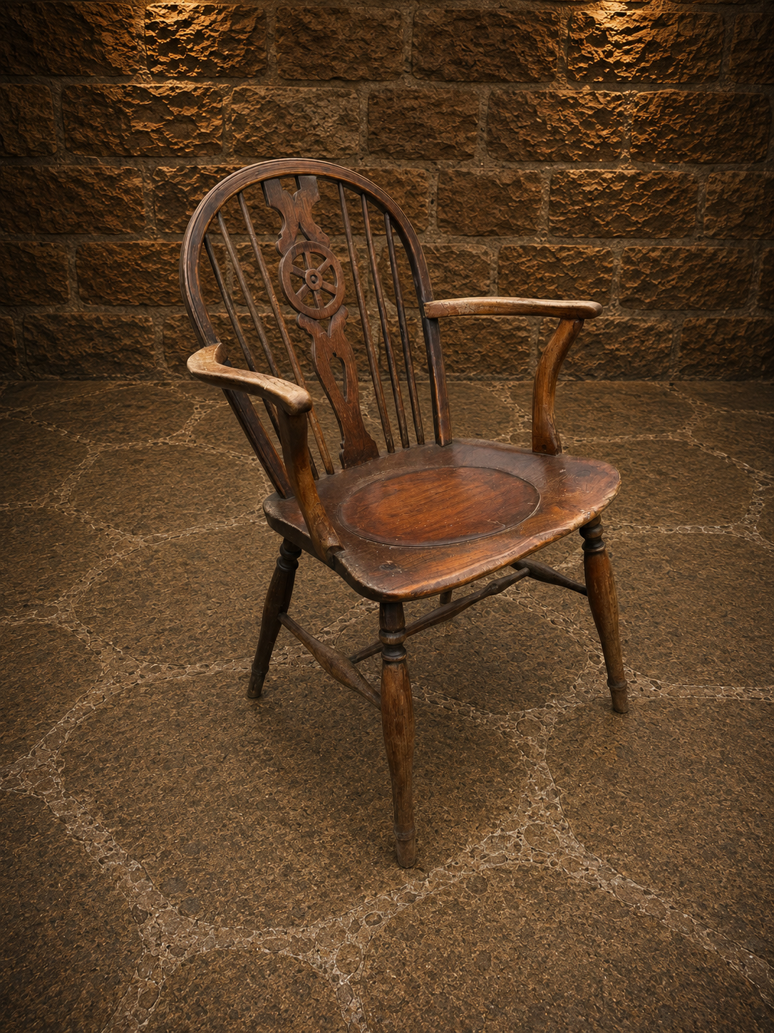Antique Early 19th Century English Windsor Armchair | Wheelback Elm & Ash Chair | Circa 1820–1850