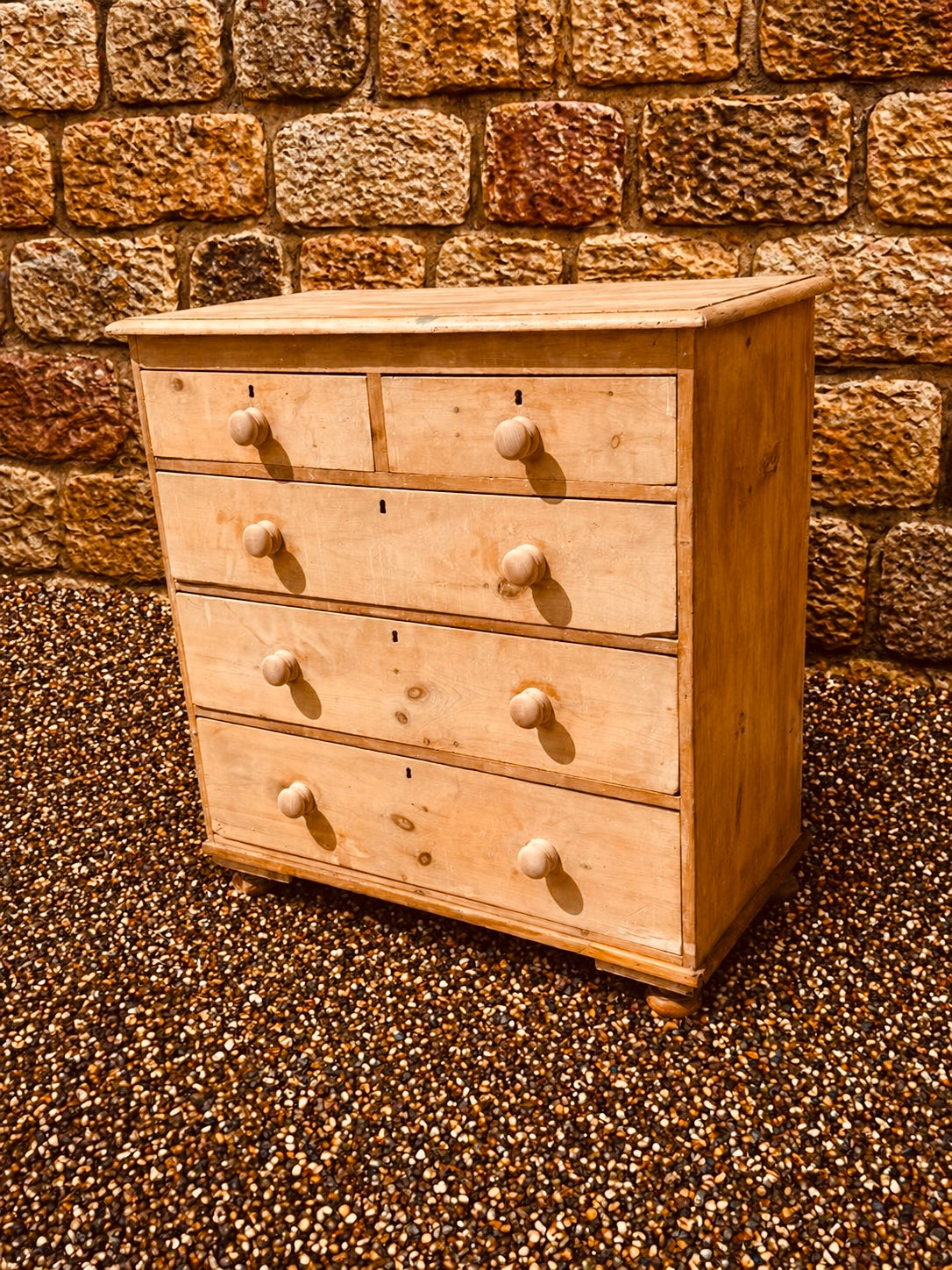 Antique Pine Chest of Drawers – Victorian 2 Over 3 Drawer Dresser