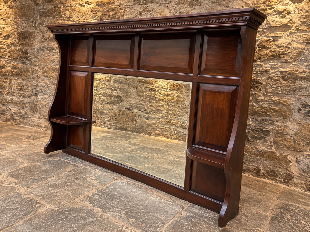 Antique Victorian Edwardian Mahogany Overmantel Mirror – c.1900