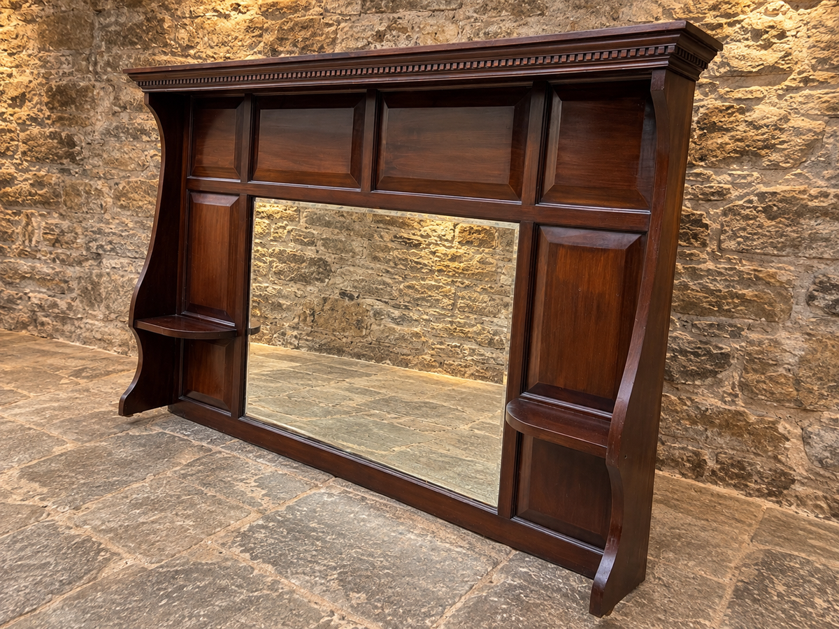 Antique Victorian Edwardian Mahogany Overmantel Mirror – c.1900