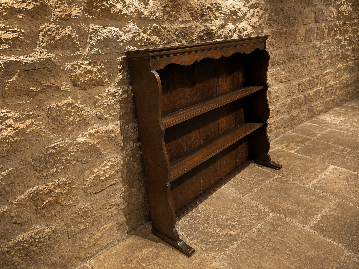 Early 20th Century Oak Plate Rack – Antique Country House Display Shelves