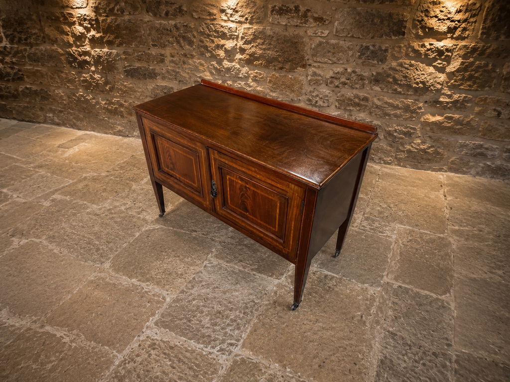 Antique Edwardian Mahogany Sideboard Cabinet with Satinwood Inlay c.1910