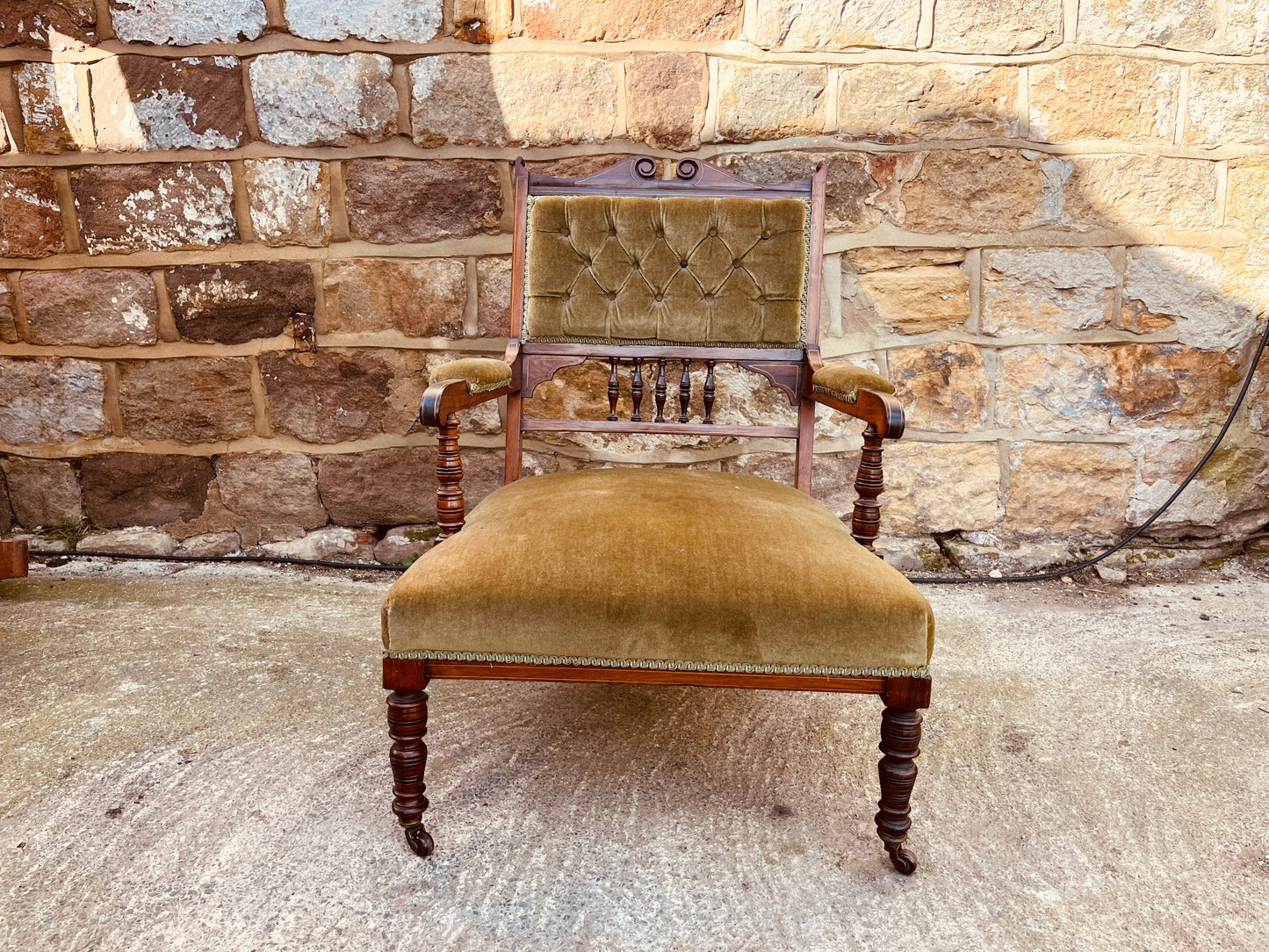 Victorian Mahogany Upholstered Armchair