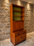 Mid-Century Modern Teak Bureau Bookcase | Danish Style Secretary Desk | Vintage Teak Writing Cabinet | c.1965–1975