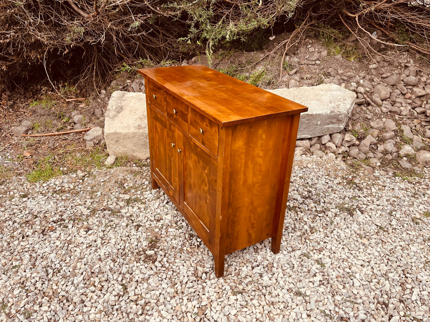 Solid Wood Vintage Sideboard Cabinet – 3 Drawer Storage Cupboard