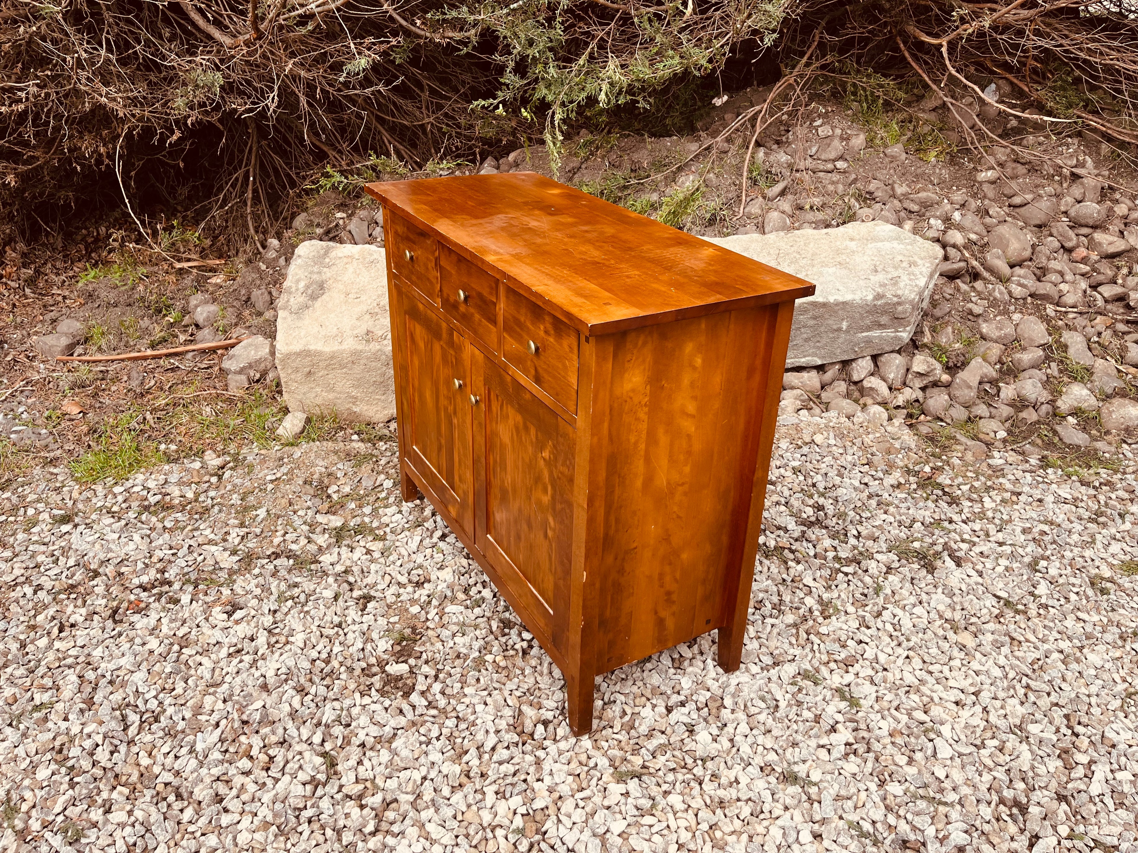 Solid Wood Vintage Sideboard Cabinet – 3 Drawer Storage Cupboard