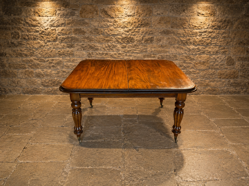 Victorian Walnut Extending Dining Table with Original Castors | Antique 19th Century Dining Table