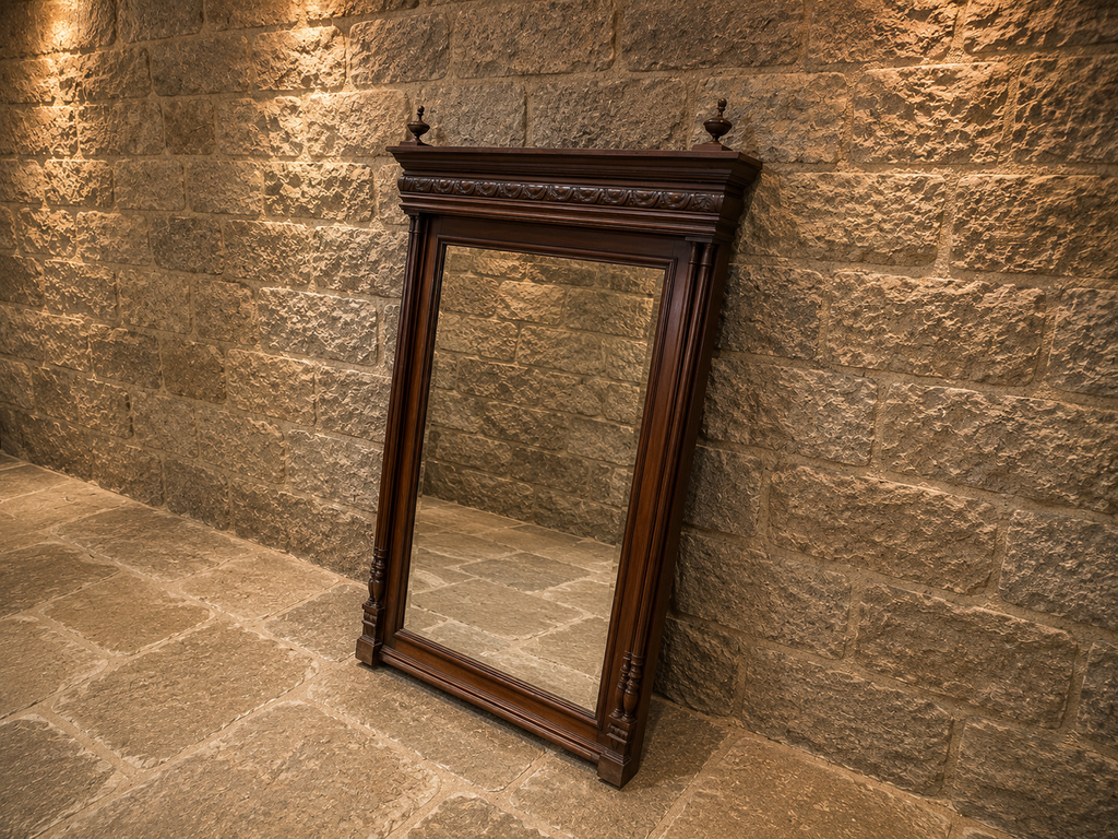 Victorian Mahogany Overmantel Mirror | Antique Hall Mirror | Carved Mahogany Fireplace Mirror c.1900