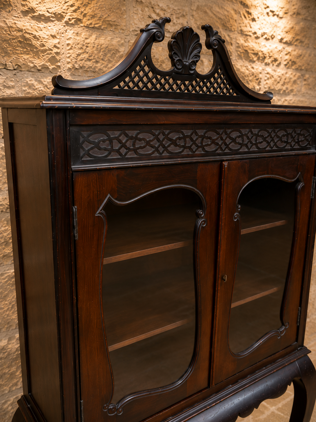 Antique Edwardian Mahogany Display Cabinet | Sheraton Revival Glazed China Cabinet | English Curio Cabinet | Circa 1905–1915