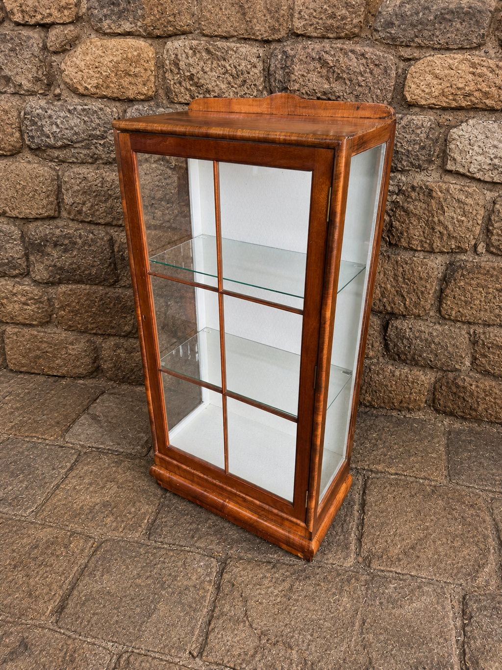 Antique Walnut Glazed Display Cabinet