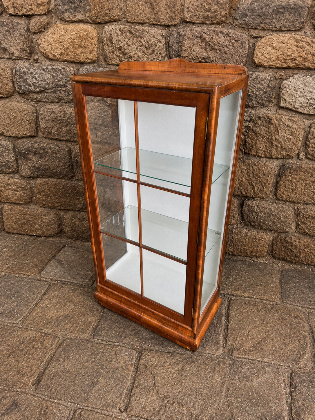 Antique Walnut Glazed Display Cabinet
