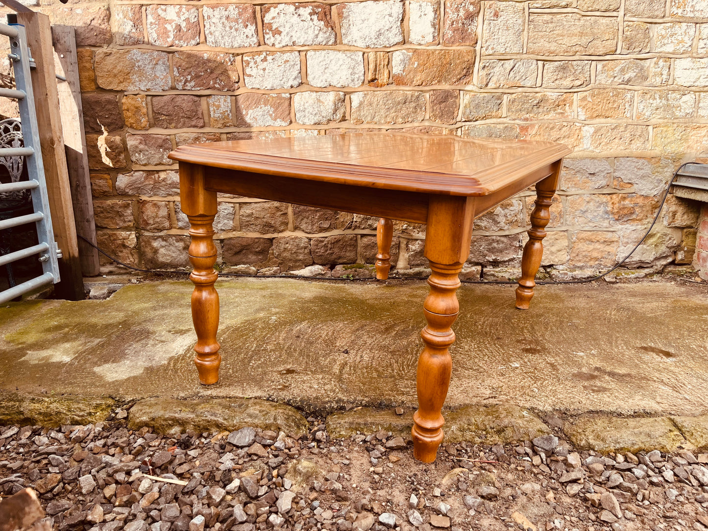 Vintage Farmhouse Dining Table with Turned Legs