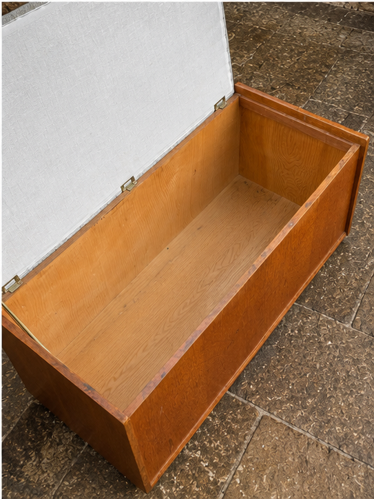 Vintage Mid Century Blanket Box Ottoman – Upholstered Storage Chest Bench