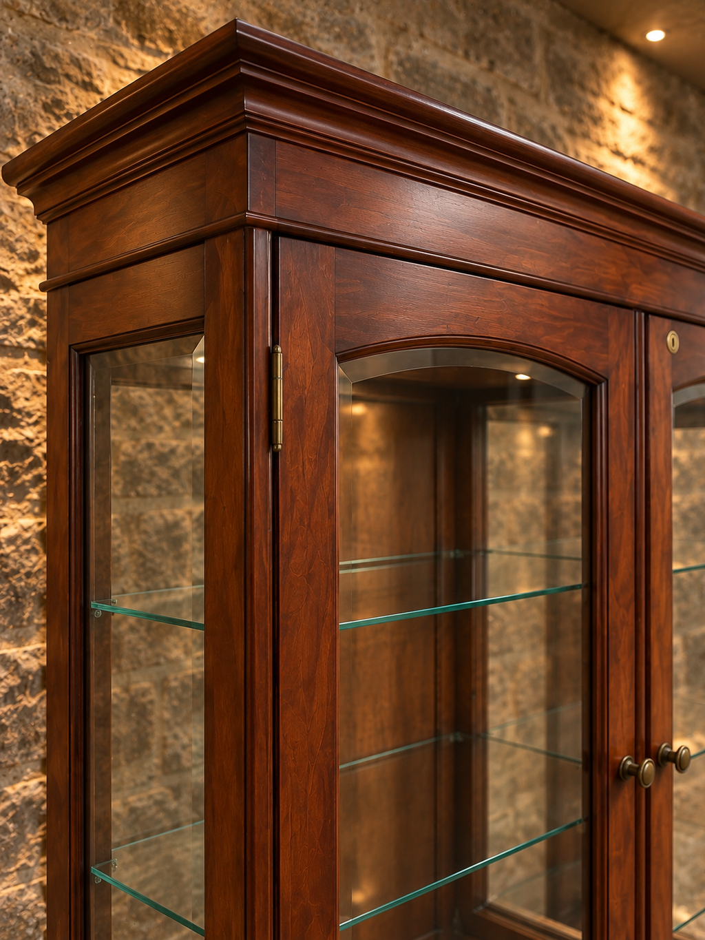 Vintage Mahogany Glazed Display Cabinet & Bookcase