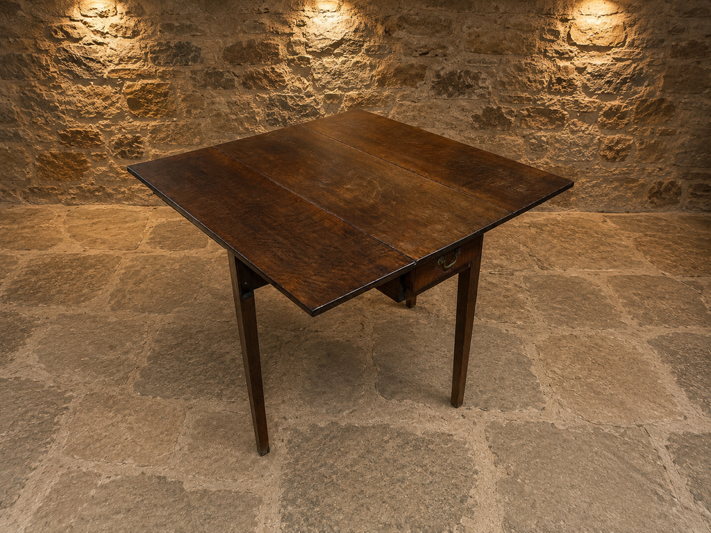 Antique Solid Oak Gateleg Drop Leaf Dining Table | English Farmhouse Kitchen Table