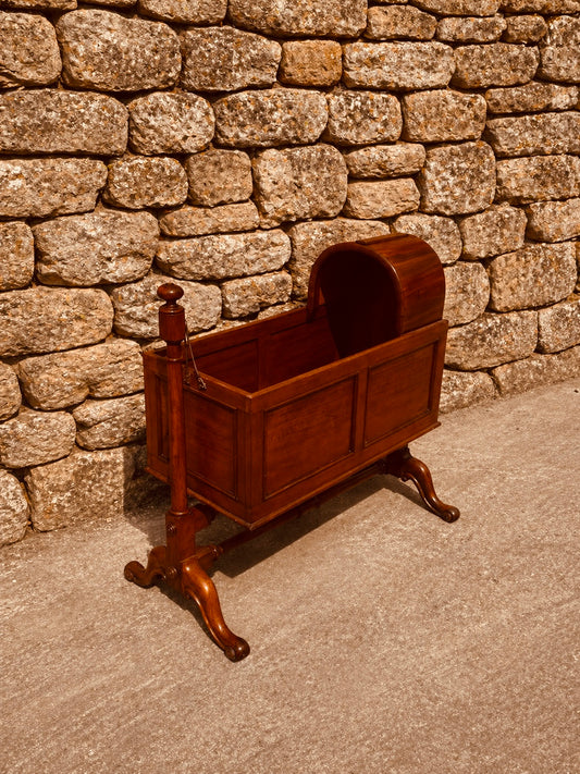 Georgian Revival Rocking Cradle – Vintage Wooden Baby Crib, 1920s–1940s