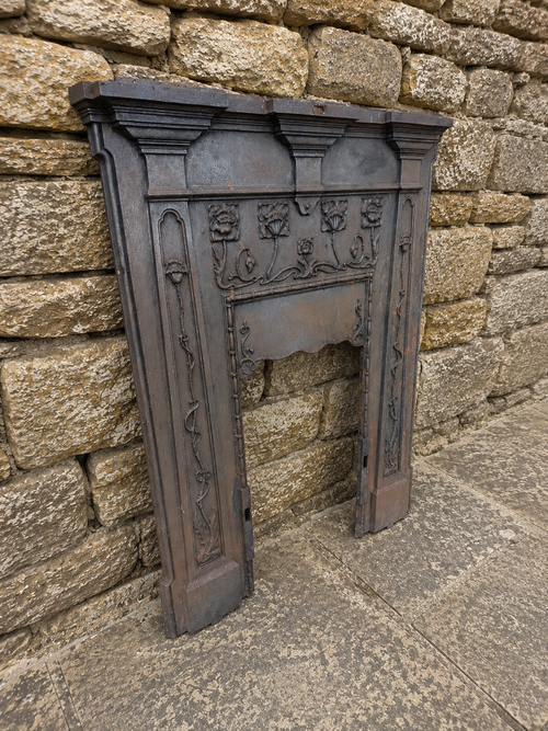 Antique Art Nouveau Cast Iron Fireplace Surround c1900