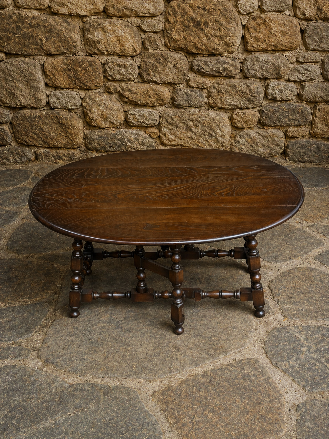 Vintage Jacobean Revival Oak Gateleg Coffee Table