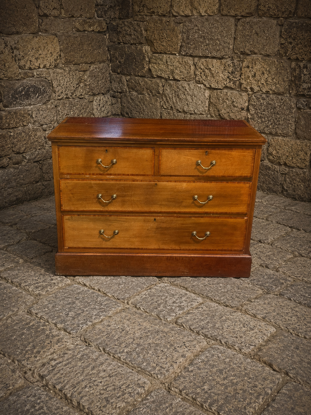 Georgian Style Mahogany Chest of Drawers | Vintage Crossbanded 2 Over 2 Chest