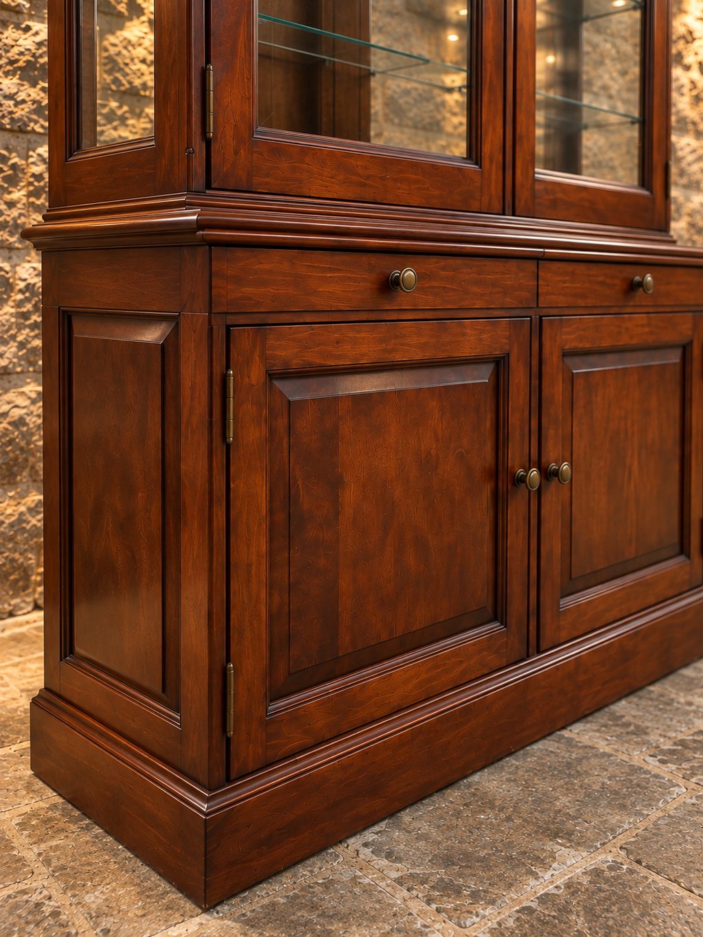 Vintage Mahogany Glazed Display Cabinet & Bookcase