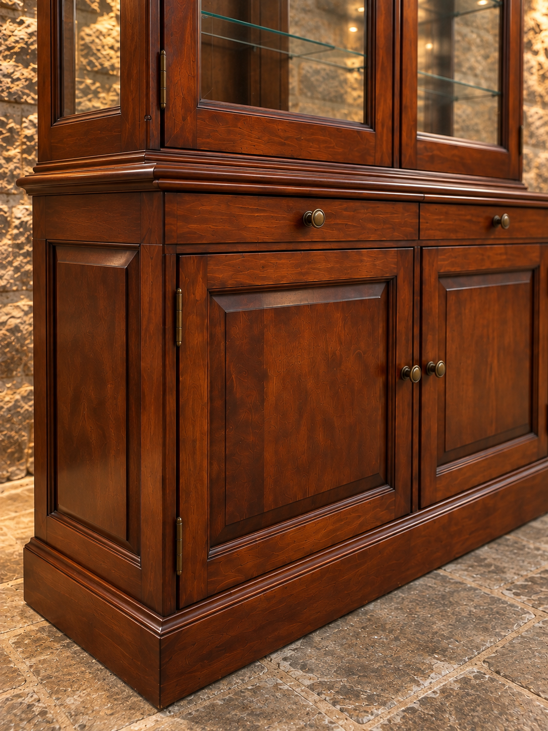 Vintage Mahogany Glazed Display Cabinet & Bookcase