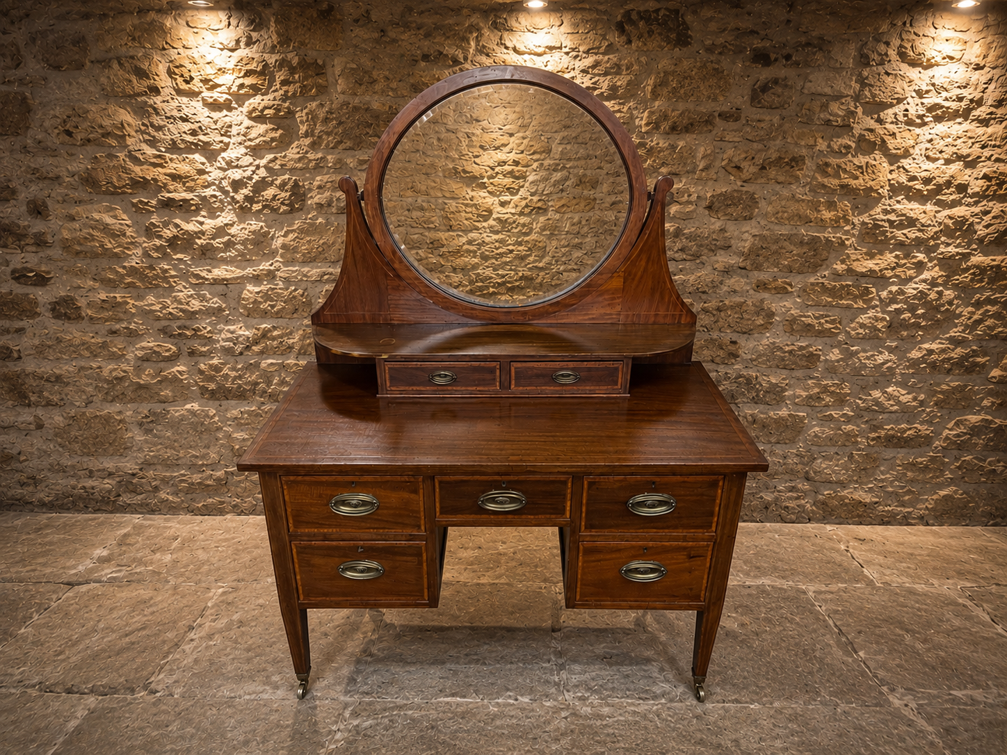 Antique Edwardian Mahogany Dressing Table with Original Swing Mirror c.1910
