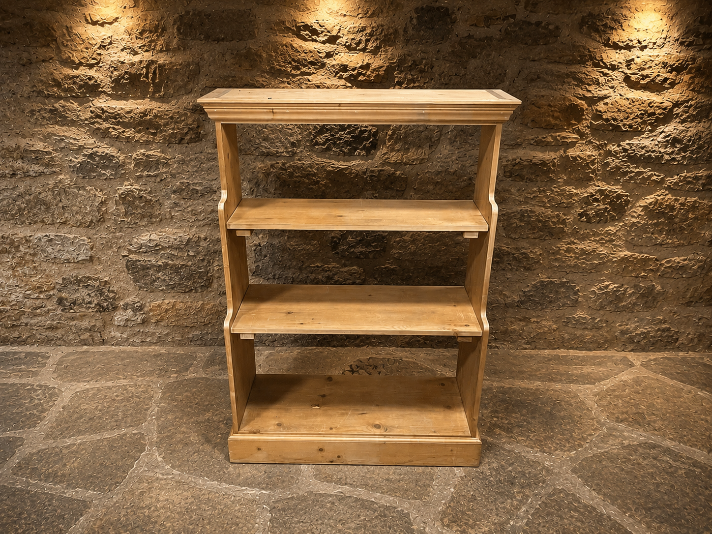 Victorian Solid Pine Open Bookcase | Antique English Shelving Unit | Circa 1890–1910
