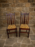 Pair of Antique English Oak Dining Chairs c.1900