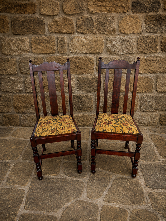Pair of Antique English Oak Dining Chairs c.1900