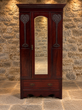 Antique Edwardian Art Nouveau Mahogany Mirrored Wardrobe – c.1900