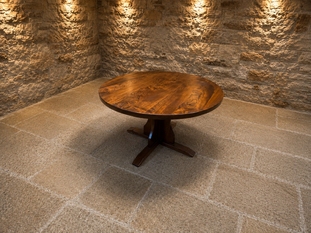 Large Solid Elm Pedestal Dining Table | Vintage Round Elm Dining Table | English Farmhouse Kitchen Table | Rustic Country House Dining Table
