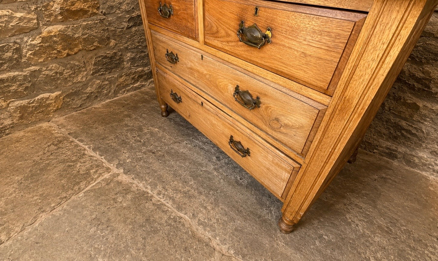 Antique Pine Dressing Chest with Mirror – Late Victorian / Edwardian, Circa 1900