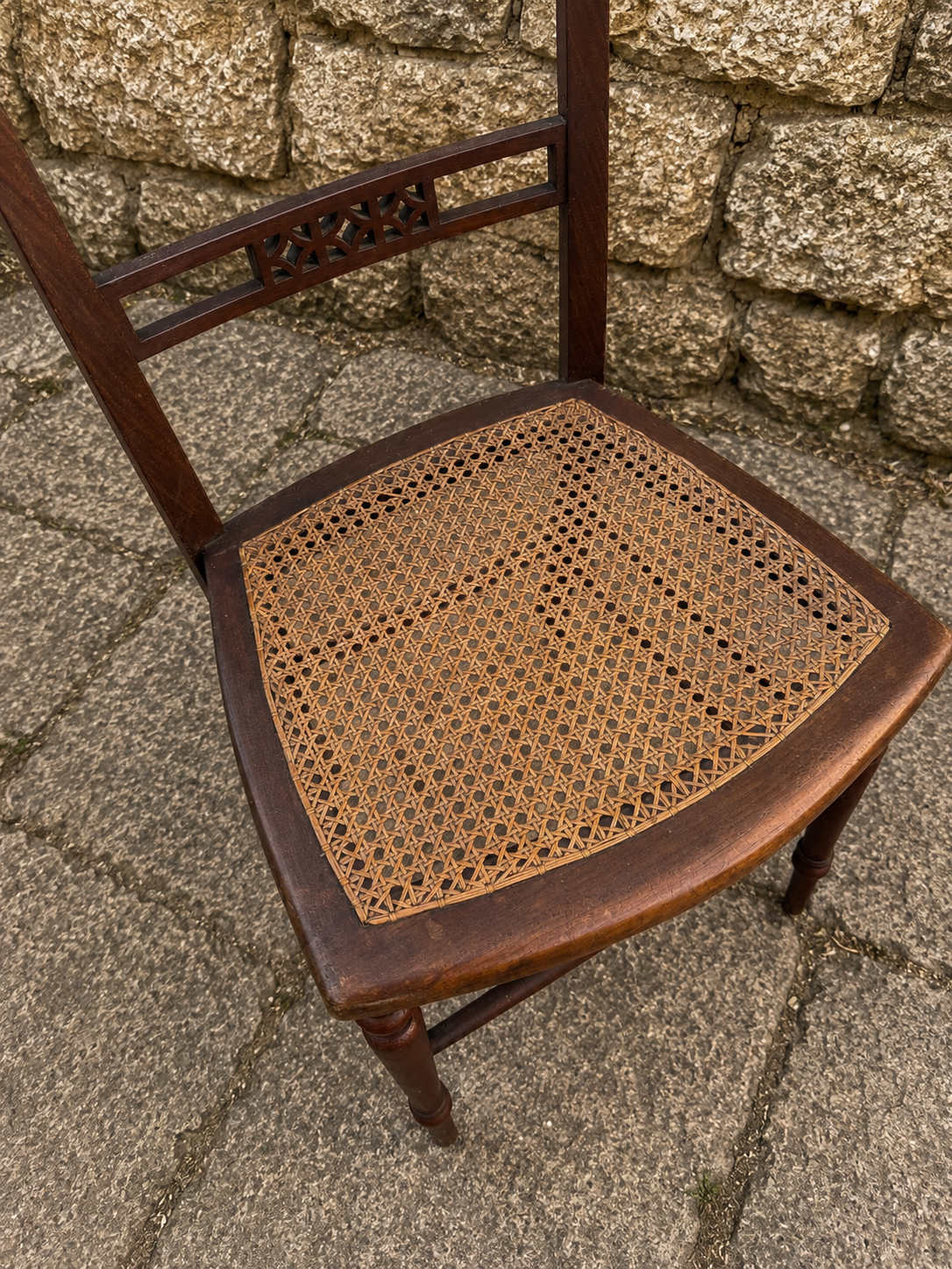 Edwardian Mahogany Cane Seat Occasional Chair