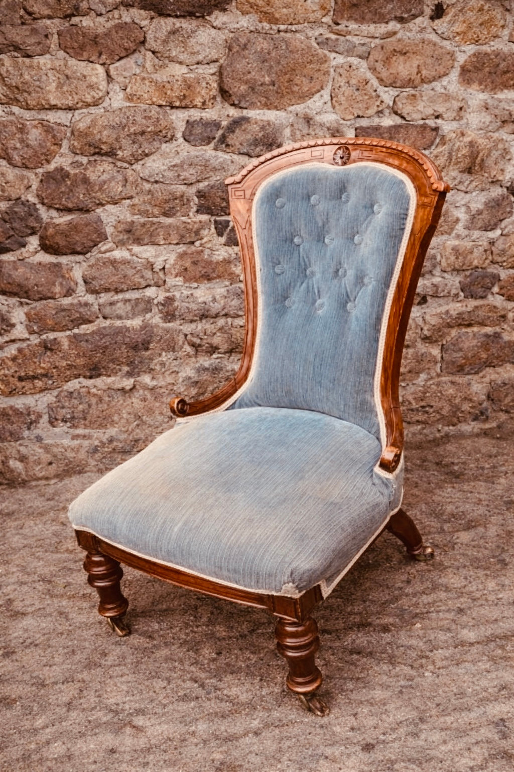 Pair of Victorian Walnut Nursing Chairs c.1870