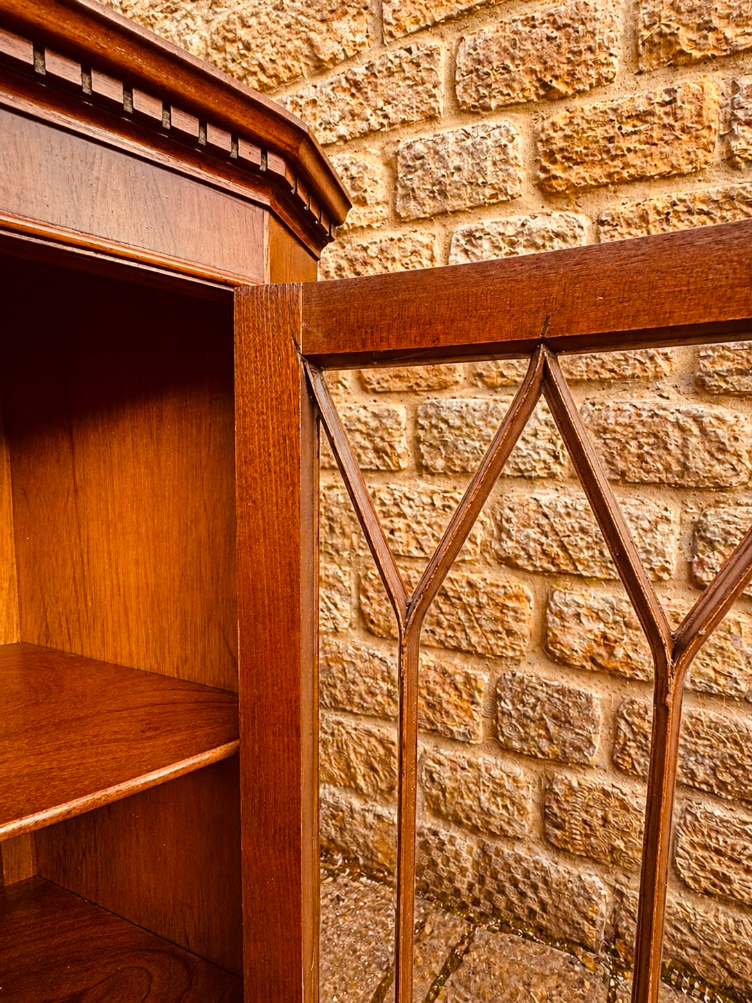 Georgian Revival Mahogany Corner Display Cabinet with Glazed Astragal Door